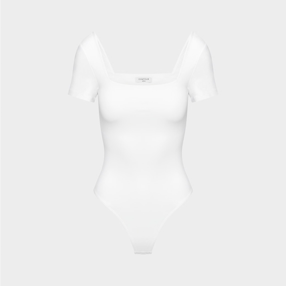 Aritzia White Original Contour Squareneck Bodysuit